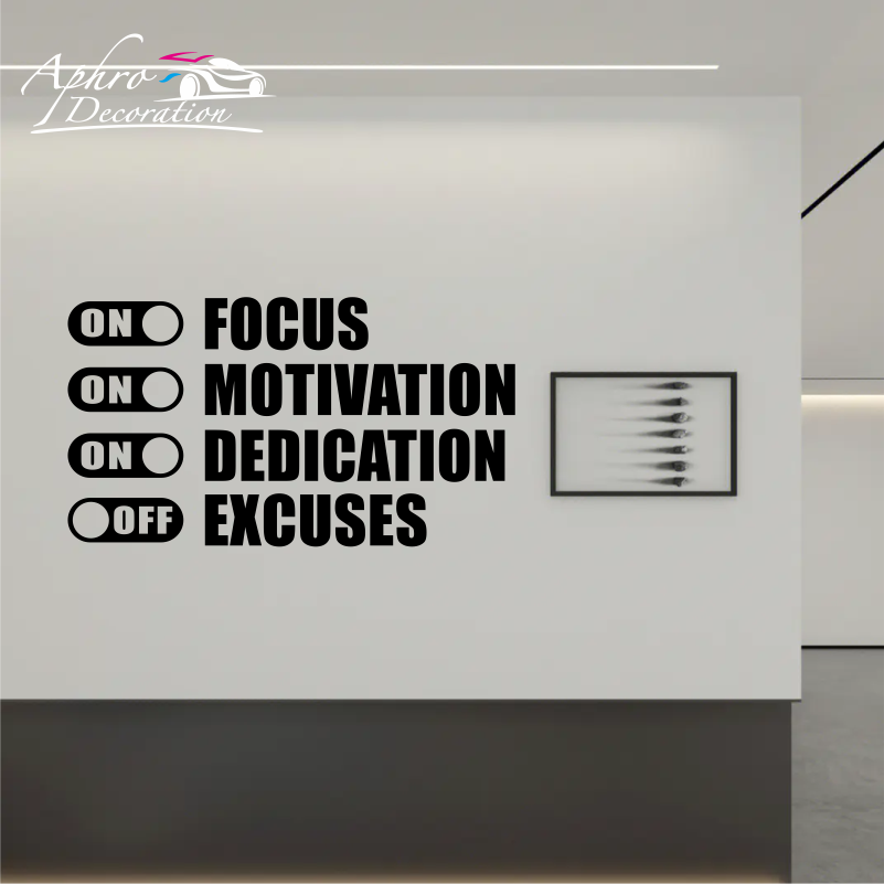 Home Gym On Wall - Fokus Pada Motivasi, Jauhi Alasan, Kutipan