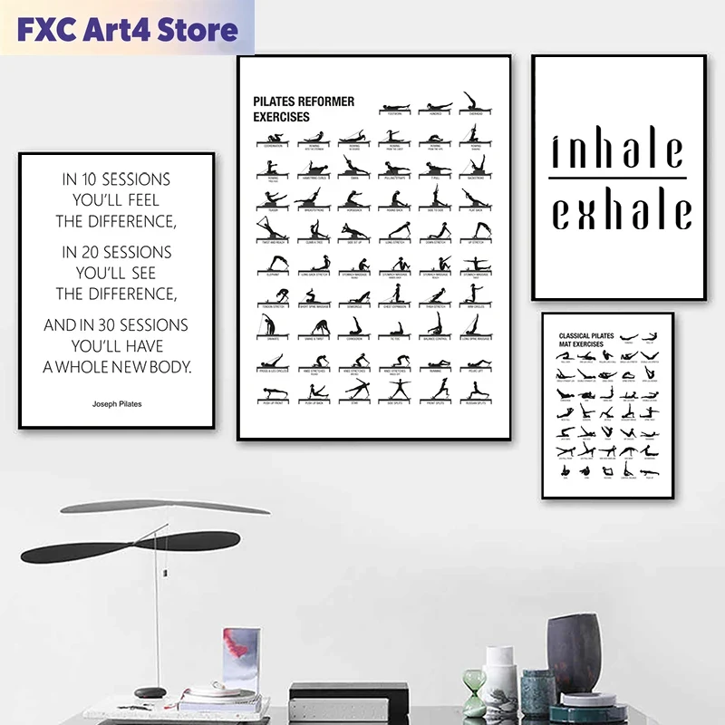 Home Gym Decor - Poster Bagan Latihan Pilates Tanpa Bingkai