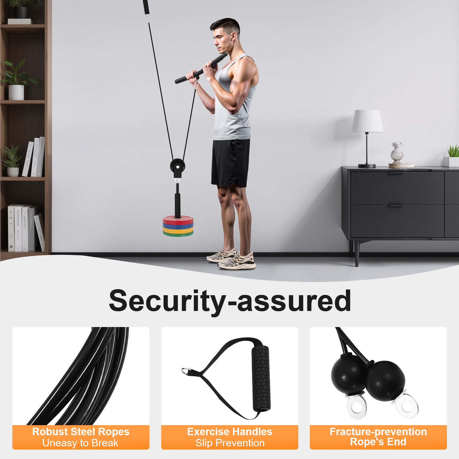 Home Gym Cable - Sistem Kebugaran Tarik Kabel 120kg, Kabel