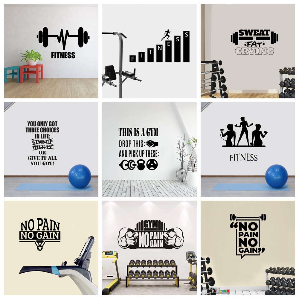 Home Gym On Wall - Stiker dinding budaya GYM, 1 buah