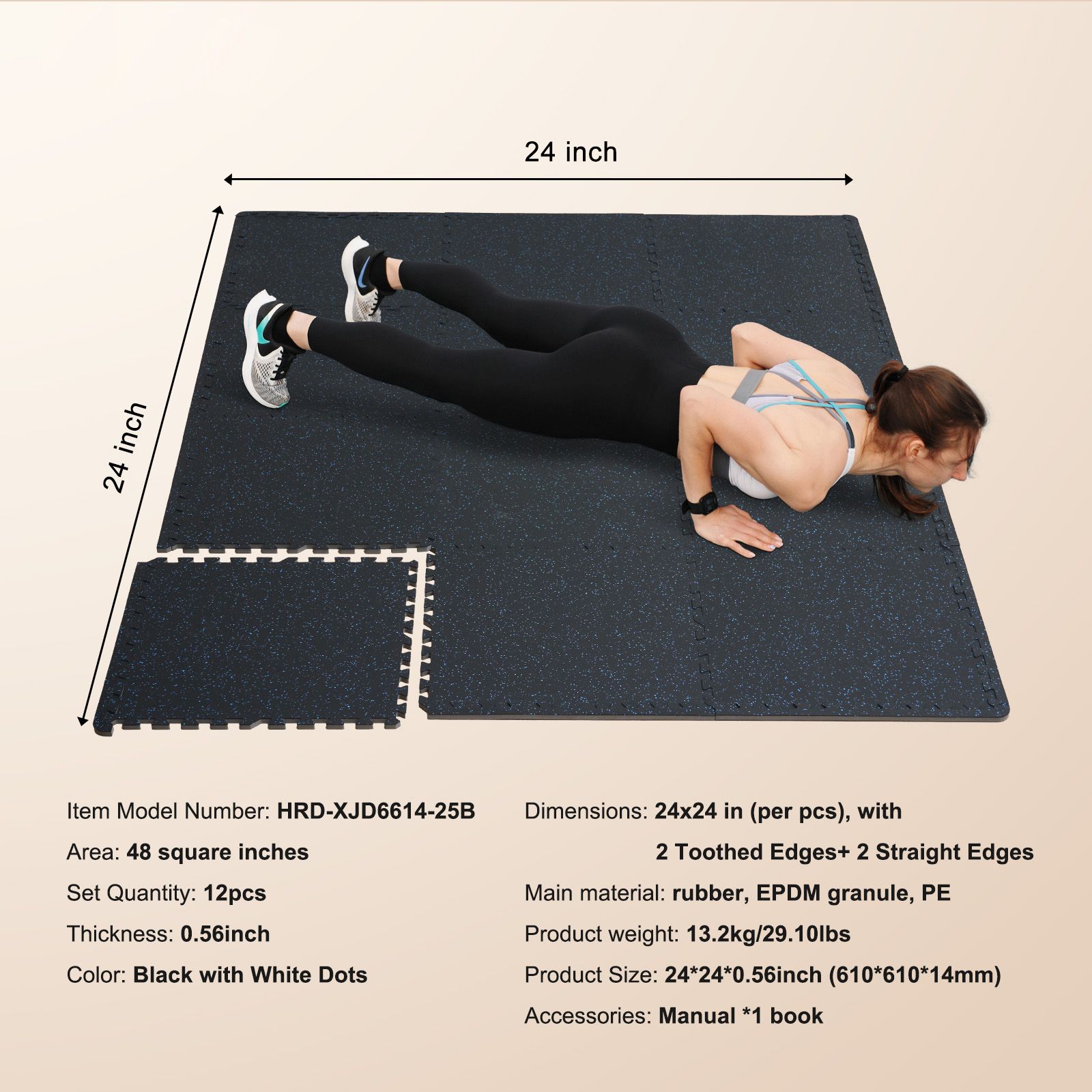 Home Gym Rubber Flooring - Matras Lantai Gym Tebal 0,56 Inci,