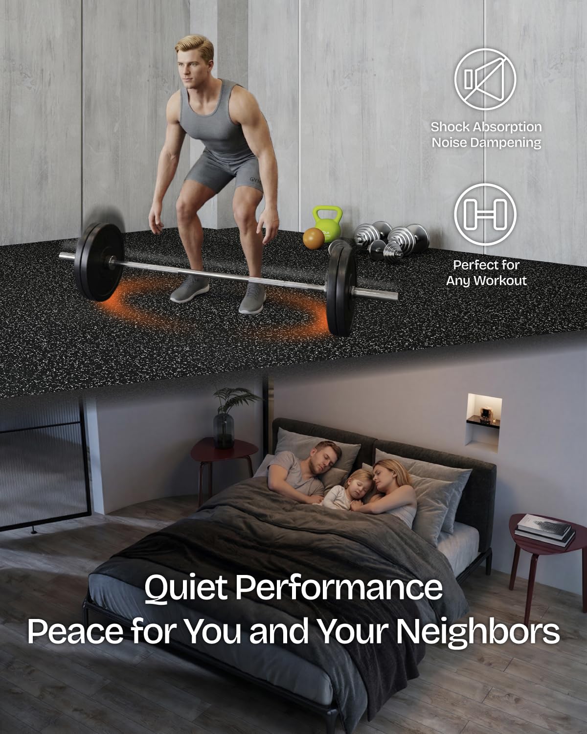 Set Lantai Gym Tebal 0.6in, 96 - Home Gym Rubber Flooring ulasan dan harga
