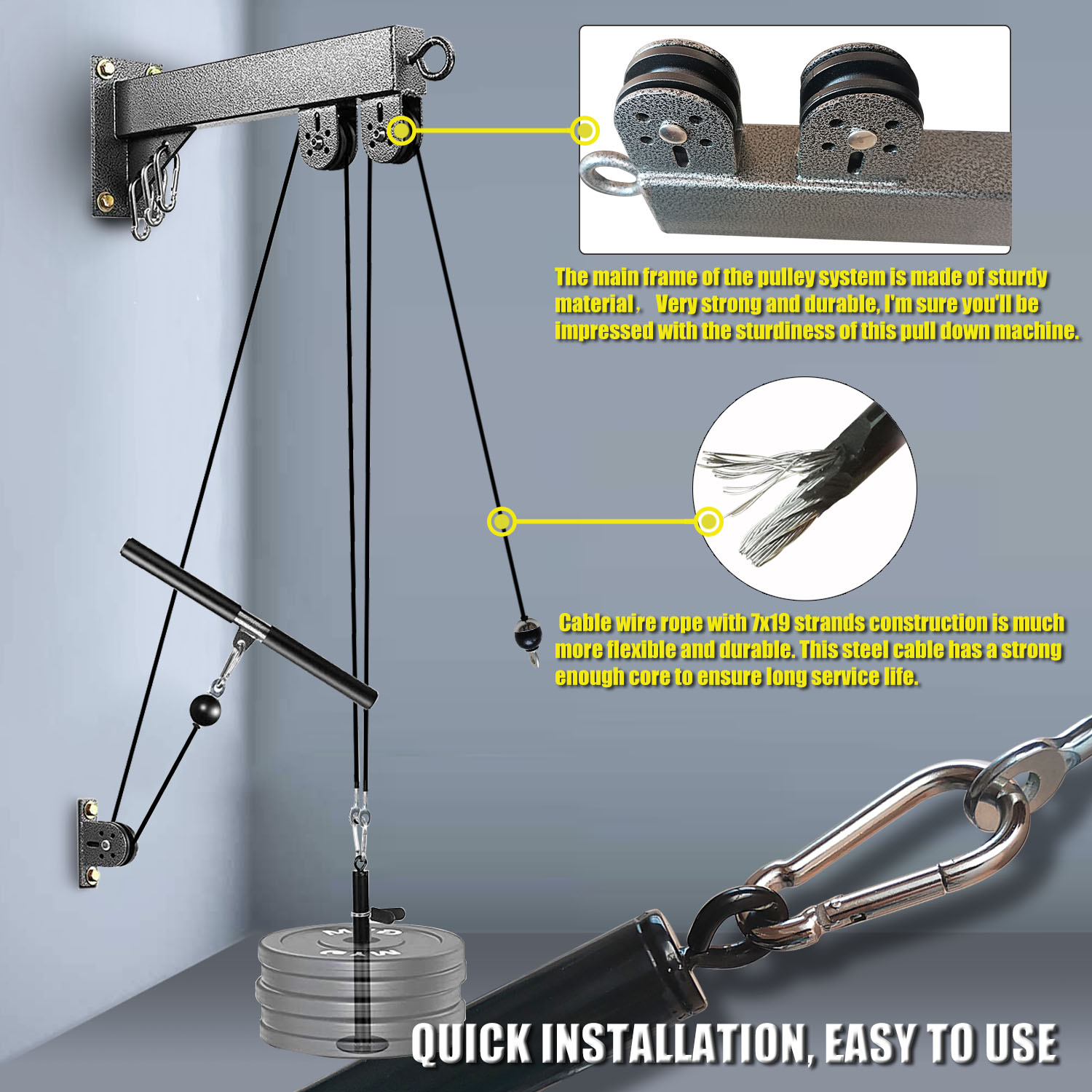 Sistem katrol terpasang di din - Home Gym Cable Pulley System ulasan dan harga