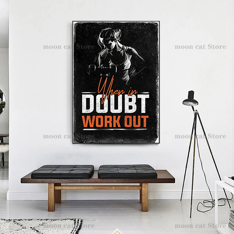 Poster Olahraga Fitness Poster - Home Gym On Wall ulasan dan harga